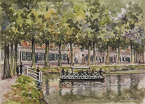 220483 Afbeelding van het overhaalschuitje in de Stadsbuitengracht te Utrecht ter hoogte van het Paardenveld; op de ...
